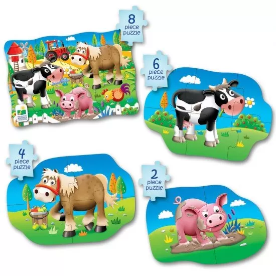 Set 4 puzzle-uri progresive ferma 2, 4, 6, 8 piese Set 4 puzzle-uri progresive ferma 2, 4, 6, 8 piese
