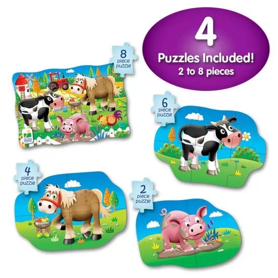 Set 4 puzzle-uri progresive ferma 2, 4, 6, 8 piese Set 4 puzzle-uri progresive ferma 2, 4, 6, 8 piese