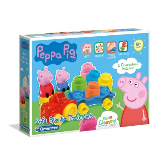 Set constructie Soft Clemmy - Tren cu cuburi Peppa Pig Set constructie Soft Clemmy - Tren cu cuburi Peppa Pig