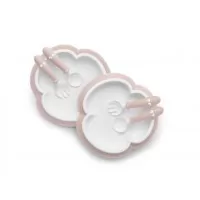 2 Seturi hranire bebe BabyBjorn - Farfurie, lingurita si furculita Powder Pink