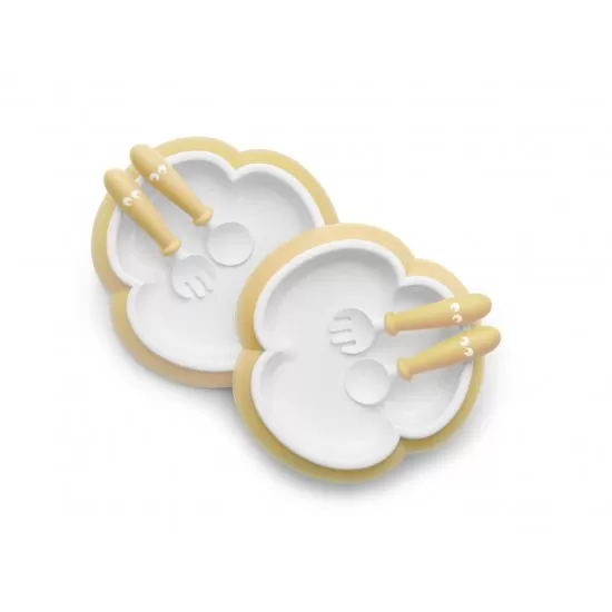 2 Seturi hranire bebe BabyBjorn - Farfurie, lingurita si furculita Powder Yellow 2 Seturi hranire bebe BabyBjorn - Farfurie, lingurita si furculita Powder Yellow