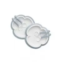 2 Seturi hranire cu farfurie, lingurita si furculita pentru bebe Powder Blue BabyBjorn