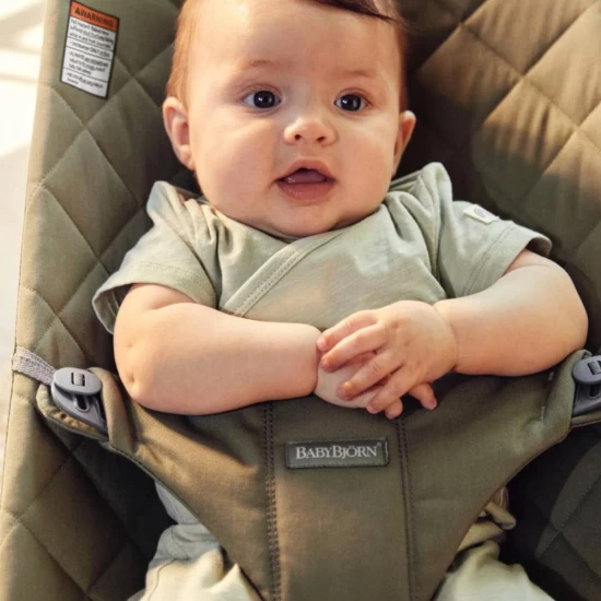 Balansoar bebelusi Bliss BabyBjorn Dark Green din tesatura matlasata cu aspect clasic Balansoar bebelusi Bliss BabyBjorn Dark Green din tesatura matlasata cu aspect clasic