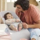 Balansoar bebelusi BabyBjorn Bliss Light Gray din tesatura melange cu aspect clasic