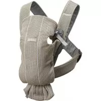 Marsupiu anatomic Mini cu pozitii multiple de purtare BabyBjorn Greige Mesh