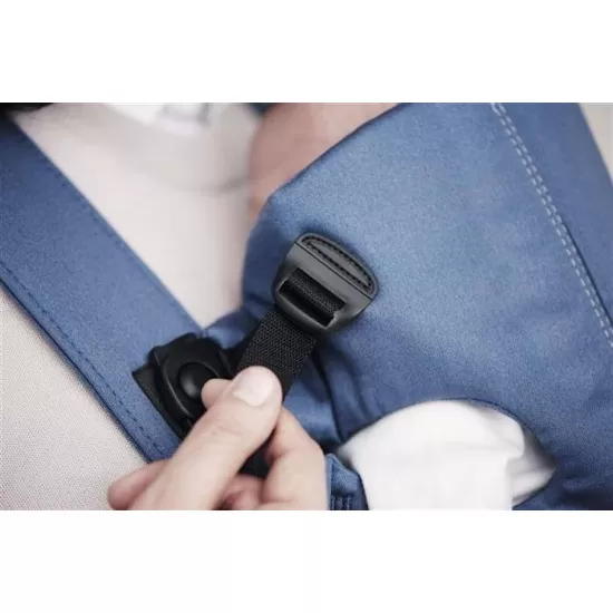 Marsupiu anatomic BabyBjorn Mini cu pozitii multiple de purtare Vintage Indigo Bumbac
