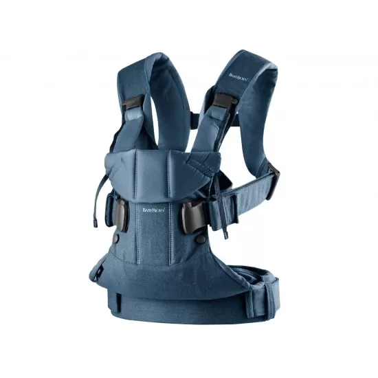 Marsupiu anatomic BabyBjorn One cu pozitii multiple de purtare Denim Midnight Blue Bumbac Marsupiu anatomic BabyBjorn One cu pozitii multiple de purtare Denim Midnight Blue Bumbac