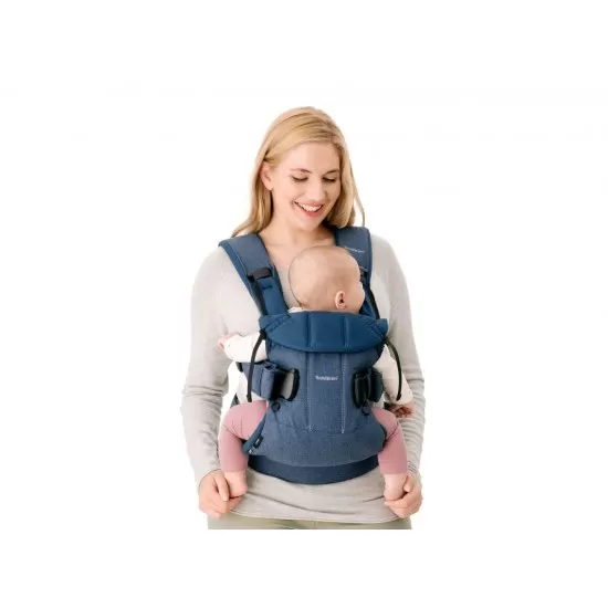 Marsupiu anatomic BabyBjorn One cu pozitii multiple de purtare Denim Midnight Blue Bumbac Marsupiu anatomic BabyBjorn One cu pozitii multiple de purtare Denim Midnight Blue Bumbac