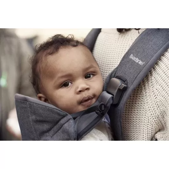 Marsupiu anatomic BabyBjorn One cu pozitii multiple de purtare Denim grey Bumbac