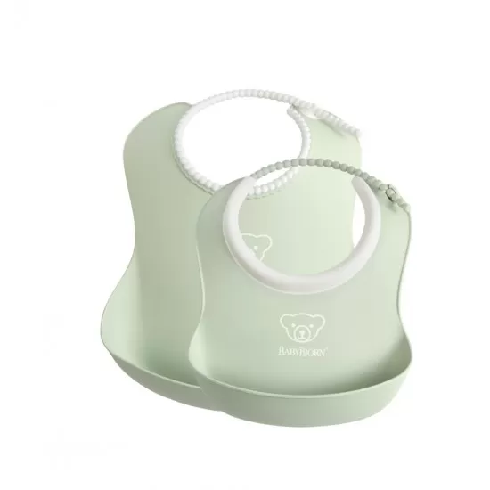 Set 2 bavete BabyBjorn Baby Feeding Set Powder Green Set 2 bavete BabyBjorn Baby Feeding Set Powder Green