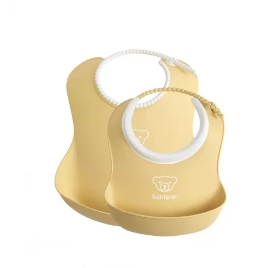 Set 2 bavete BabyBjorn Baby Feeding Set Powder Yellow Set 2 bavete BabyBjorn Baby Feeding Set Powder Yellow