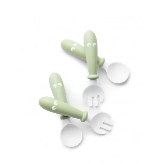 Set lingurite si furculite pentru bebelusi (4 bucati) BabyBjorn - Powder Green Set lingurite si furculite pentru bebelusi (4 bucati) BabyBjorn - Powder Green