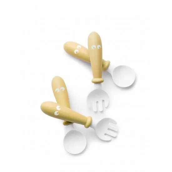 Set lingurite si furculite pentru bebelusi (4 bucati) BabyBjorn - Powder Yellow Set lingurite si furculite pentru bebelusi (4 bucati) BabyBjorn - Powder Yellow