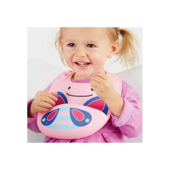 Bavetica de silicon Skip Hop Fold & Go Zoo - Fluture Bavetica de silicon Skip Hop Fold & Go Zoo - Fluture