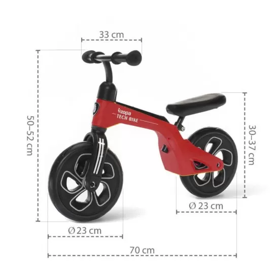 Bicicleta fara pedale Zopa Tech Bike Red Bicicleta fara pedale Zopa Tech Bike Red