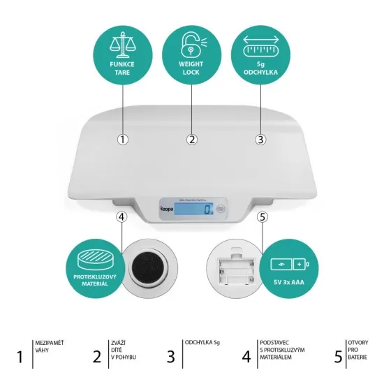 Cantar bebelusi digital, de la 0,02 grame – la 20 kg Zopa