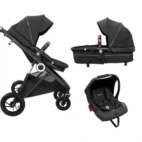 Carucior 3 in 1 Air Halime black – cadru Black BabyGo Carucior 3 in 1 Air Halime black – cadru Black BabyGo