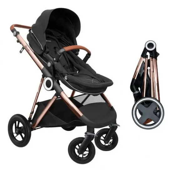 Carucior 3 in 1 Air Halime black – cadru Gold BabyGo Carucior 3 in 1 Air Halime black – cadru Gold BabyGo