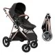 Carucior 3 in 1 Air Halime black – cadru Gold BabyGo Carucior 3 in 1 Air Halime black – cadru Gold BabyGo
