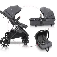Carucior 3 in 1 Halime – cadru Black BabyGo