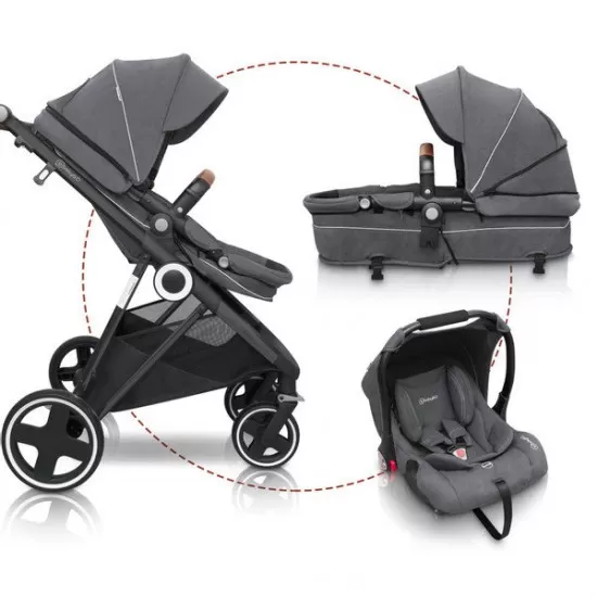 Carucior 3 in 1 Halime – cadru Black BabyGo Carucior 3 in 1 Halime – cadru Black BabyGo