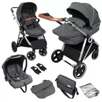 Carucior 3 in 1 Halime – cadru Silver BabyGo