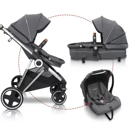 Carucior 3 in 1 Halime – cadru Silver BabyGo Carucior 3 in 1 Halime – cadru Silver BabyGo