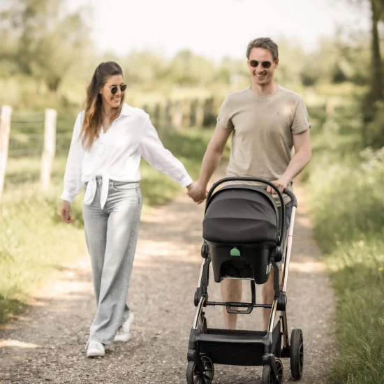 Carucior 3 in 1 BabyGo Harmony Grey cu maner reglabil pe inaltime, cadru Black Carucior 3 in 1 BabyGo Harmony Grey cu maner reglabil pe inaltime, cadru Black