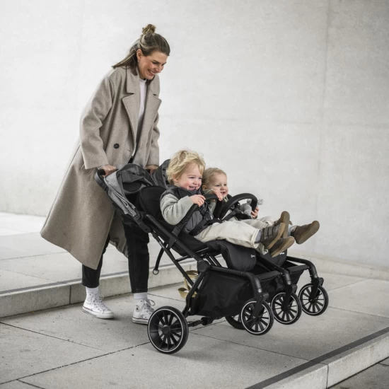 BabyGo - Carucior pliabil pentru gemeni GoTwice, Green BabyGo - Carucior pliabil pentru gemeni GoTwice, Green