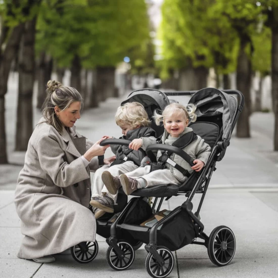 BabyGo - Carucior pliabil pentru gemeni GoTwice, Green BabyGo - Carucior pliabil pentru gemeni GoTwice, Green