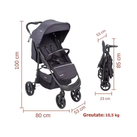 Carucior Style 3 in 1 Black BabyGo Carucior Style 3 in 1 Black BabyGo