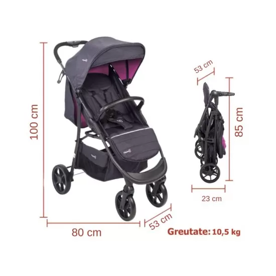 Carucior Style 3 in 1 Rosa BabyGo