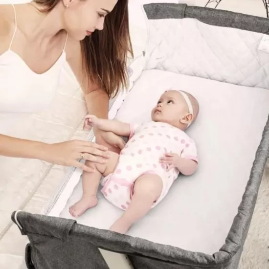 Patut co-sleeper 2 in 1 Together Grey BabyGo Patut co-sleeper 2 in 1 Together Grey BabyGo