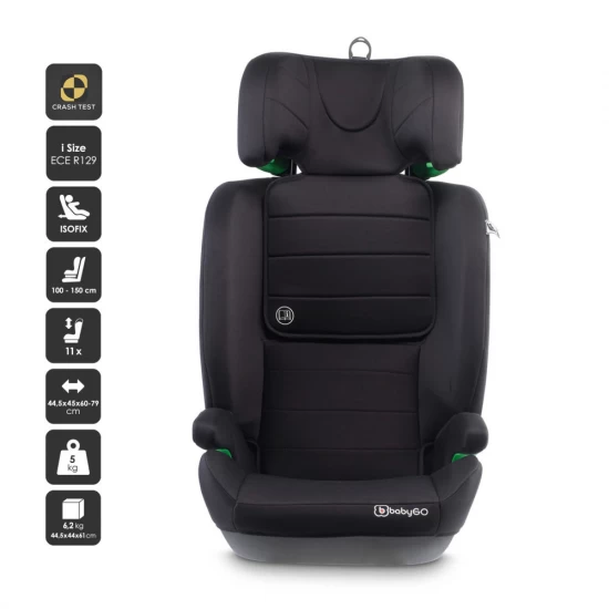 Scaun auto SafeChild2 Black, 100-150 cm, certificat R129, BabyGo Scaun auto SafeChild2 Black, 100-150 cm, certificat R129, BabyGo