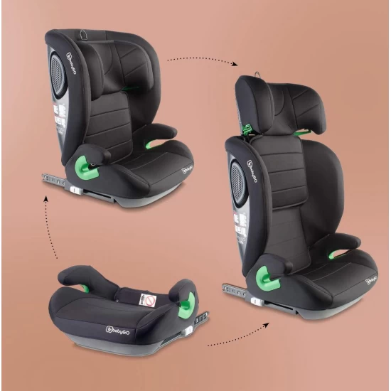 Scaun auto SafeChild2 Black, 100-150 cm, certificat R129, BabyGo Scaun auto SafeChild2 Black, 100-150 cm, certificat R129, BabyGo