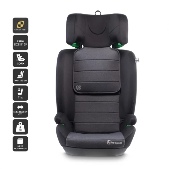 Scaun auto SafeChild2 Grey, 100-150 cm, certificat R129, BabyGo Scaun auto SafeChild2 Grey, 100-150 cm, certificat R129, BabyGo