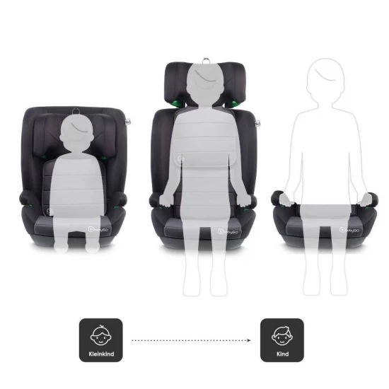 Scaun auto SafeChild2 Grey, 100-150 cm, certificat R129, BabyGo Scaun auto SafeChild2 Grey, 100-150 cm, certificat R129, BabyGo