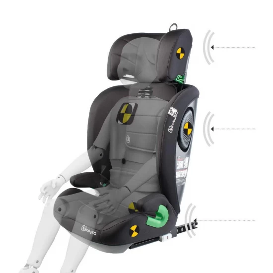 Scaun auto SafeChild2 Grey, 100-150 cm, certificat R129, BabyGo Scaun auto SafeChild2 Grey, 100-150 cm, certificat R129, BabyGo