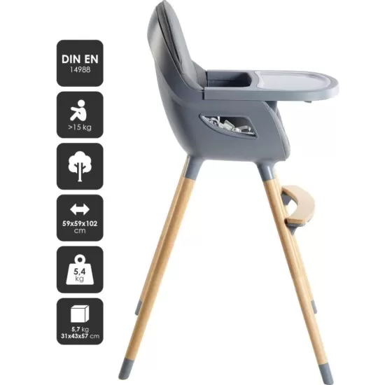Scaun de masa transformabil Scandi Grey BabyGo Scaun de masa transformabil Scandi Grey BabyGo