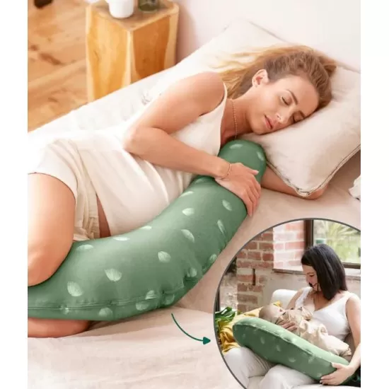 Perna de alaptare si maternitate B.Love 2 in 1 in forma de U si C Babymoov Verde Perna de alaptare si maternitate B.Love 2 in 1 in forma de U si C Babymoov Verde