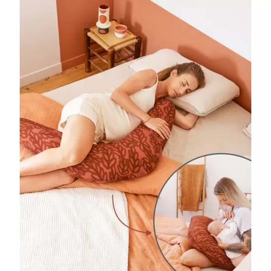 Perna de alaptare si maternitate B.Love 2 in 1 in forma de U si C Babymoov Terracota Perna de alaptare si maternitate B.Love 2 in 1 in forma de U si C Babymoov Terracota