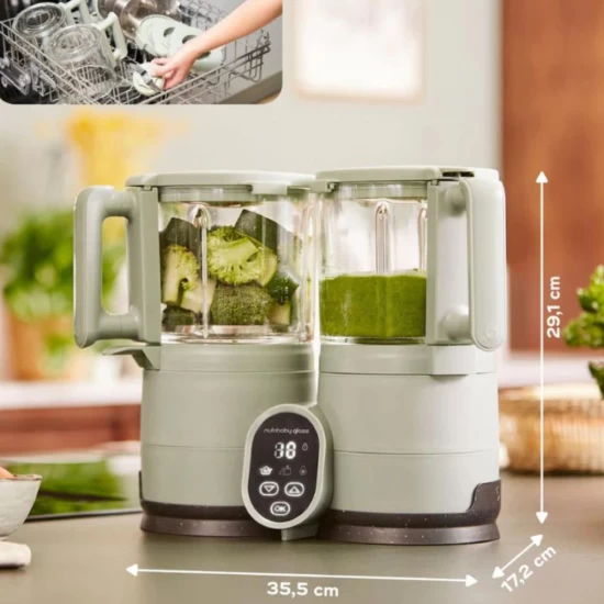 Robot multifunctional Nutribaby Glass 4 in 1 din sticla si otel inoxidabil Celadon Green Babymoov Robot multifunctional Nutribaby Glass 4 in 1 din sticla si otel inoxidabil Celadon Green Babymoov