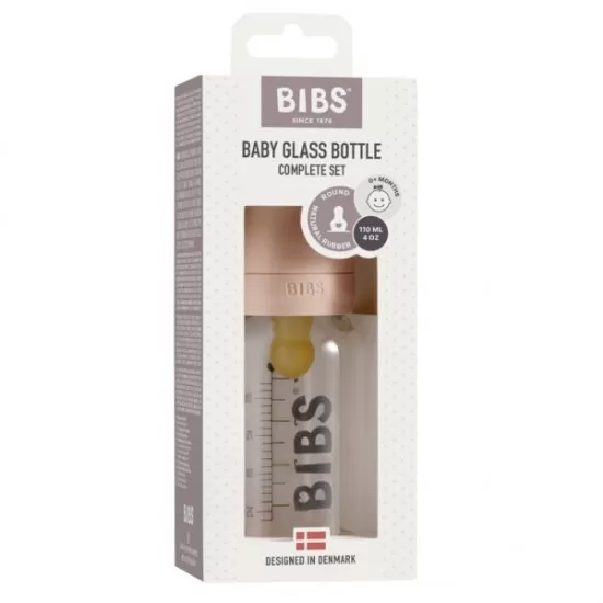 Set complet biberon din sticla anticolici 110 ml Blush BIBS
