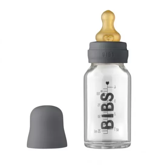 Set complet biberon din sticla anticolici 110 ml Iron BIBS Set complet biberon din sticla anticolici 110 ml Iron BIBS