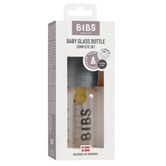 Set complet biberon din sticla anticolici 110 ml Iron BIBS Set complet biberon din sticla anticolici 110 ml Iron BIBS