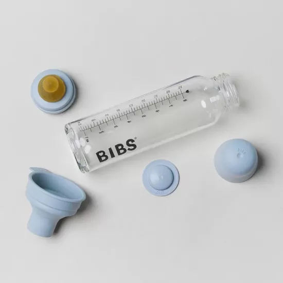 Set complet biberon din sticla anticolici 225 ml Ivory BIBS Set complet biberon din sticla anticolici 225 ml Ivory BIBS
