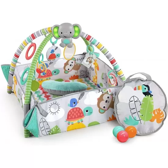 Salteluta de activitati 5 in 1 Gym and Ball Pit Totally Tropical Bright Starts Salteluta de activitati 5 in 1 Gym and Ball Pit Totally Tropical Bright Starts