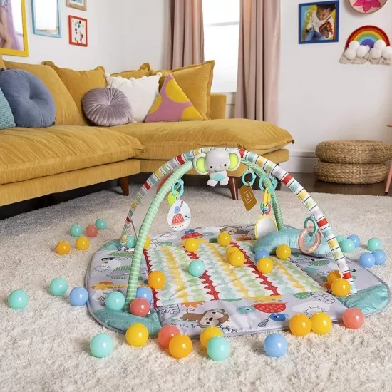 Salteluta de activitati 5 in 1 Gym and Ball Pit Totally Tropical Bright Starts Salteluta de activitati 5 in 1 Gym and Ball Pit Totally Tropical Bright Starts