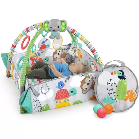Salteluta de activitati 5 in 1 Gym and Ball Pit Totally Tropical Bright Starts Salteluta de activitati 5 in 1 Gym and Ball Pit Totally Tropical Bright Starts