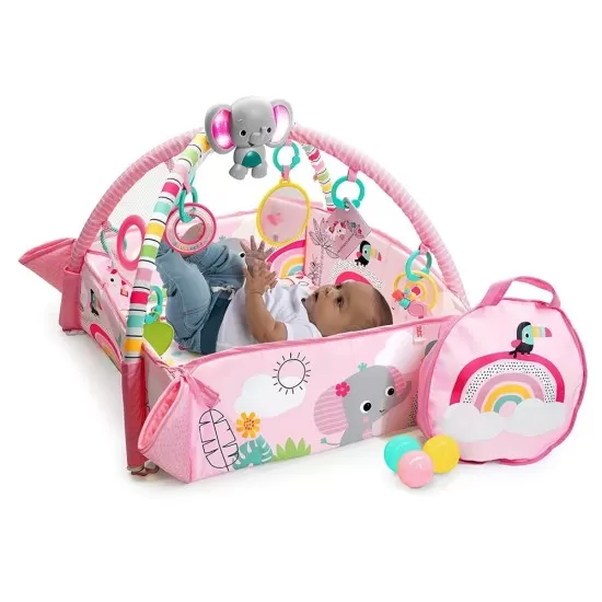 Salteluta de activitati 5 in 1 Gym & Ball Pit Rainbow Tropics Bright Starts Salteluta de activitati 5 in 1 Gym & Ball Pit Rainbow Tropics Bright Starts